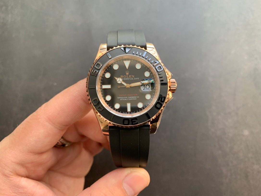 Luxury Rose Gold Black Diver Watch  Automatic Movement, Ceramic Bezel, Sapphire Crystal, Rubber Strap